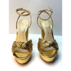 Jessica Simpson Women's Immie Platform Dress Sandals Gold Metallic Size 5M NWT